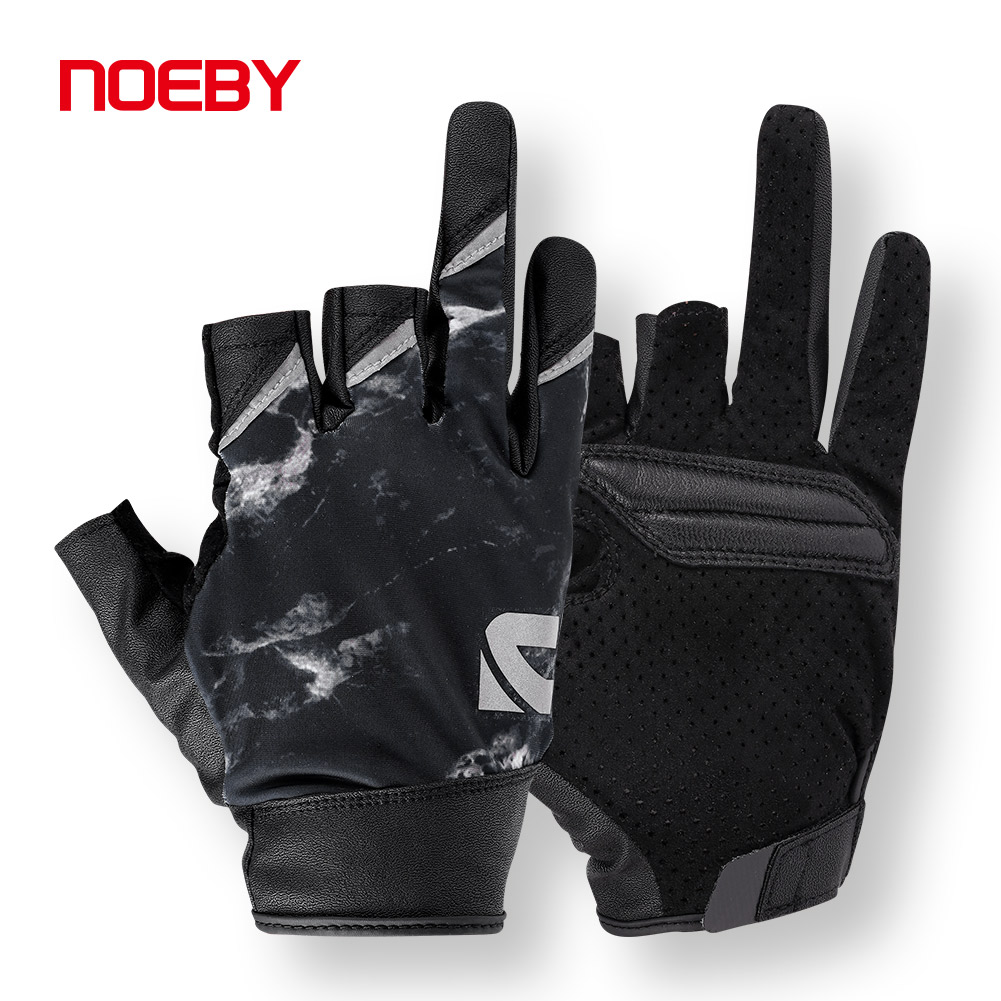 Fishing Gloves - ถุงมือตกปลา NOEBY แบบครึ่งนิ้ว ป้องกันแสงแดด UPF50+ กันลื่น