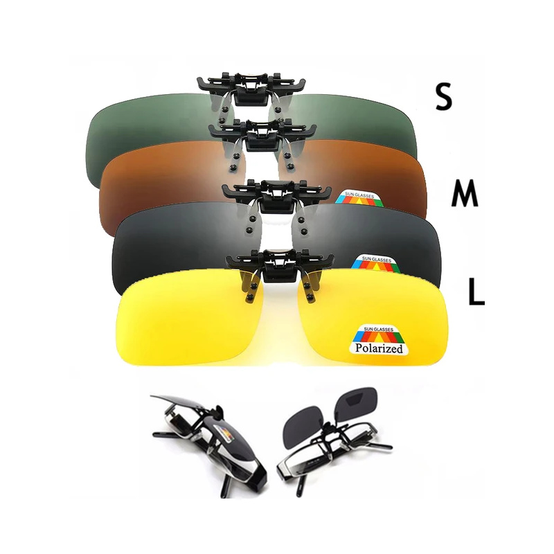 Fishing Sunglasses Polarized - 4 สีสีเทาเลนส์แว่นตากันแดดโพลาไรซ์คลิปบน Flip Up UV 380