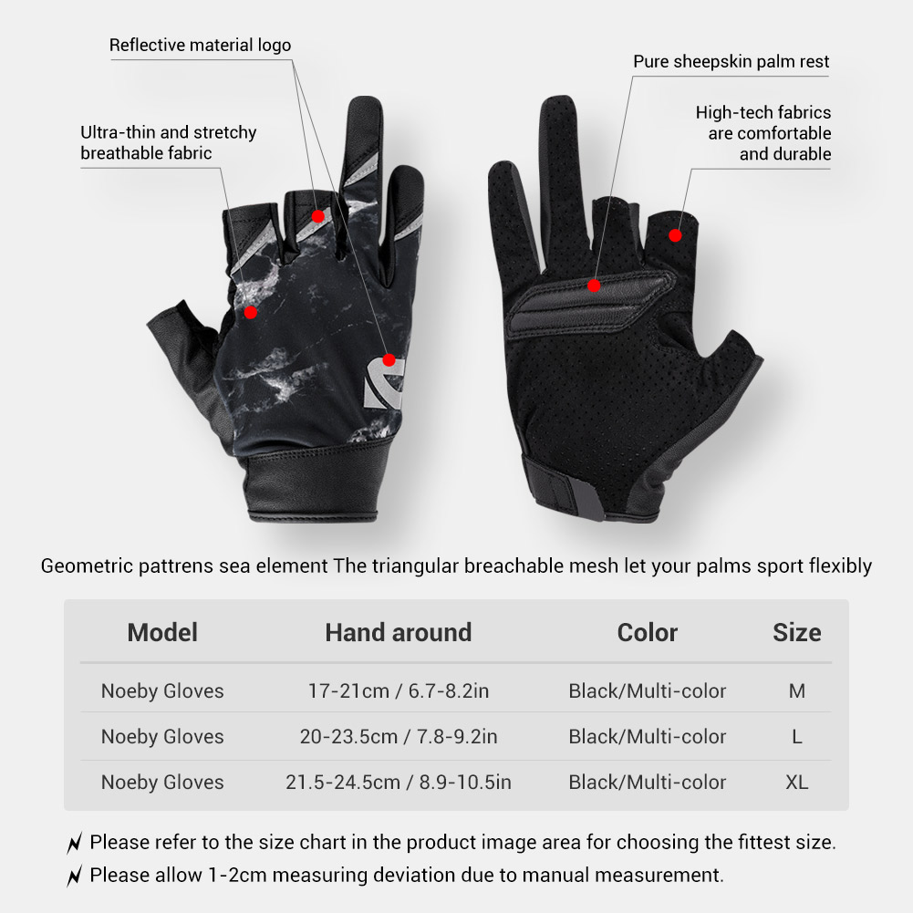 ถุงมือตกปลา NOEBY แบบครึ่งนิ้ว - Fishing Gloves บทวิจารณ์และราคา