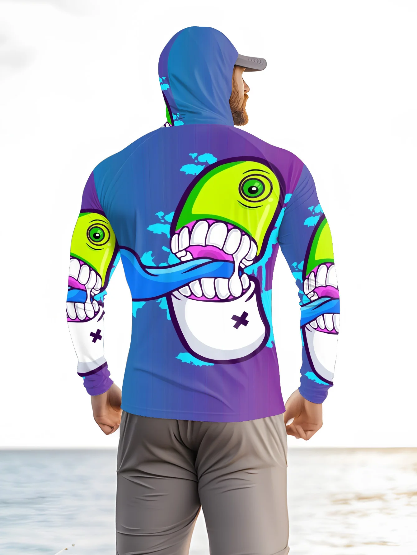 เสื้อฮู้ดตกปลาสำหรับผู้ชาย ลาย - Fishing Mask Sun Protection บทวิจารณ์และราคา
