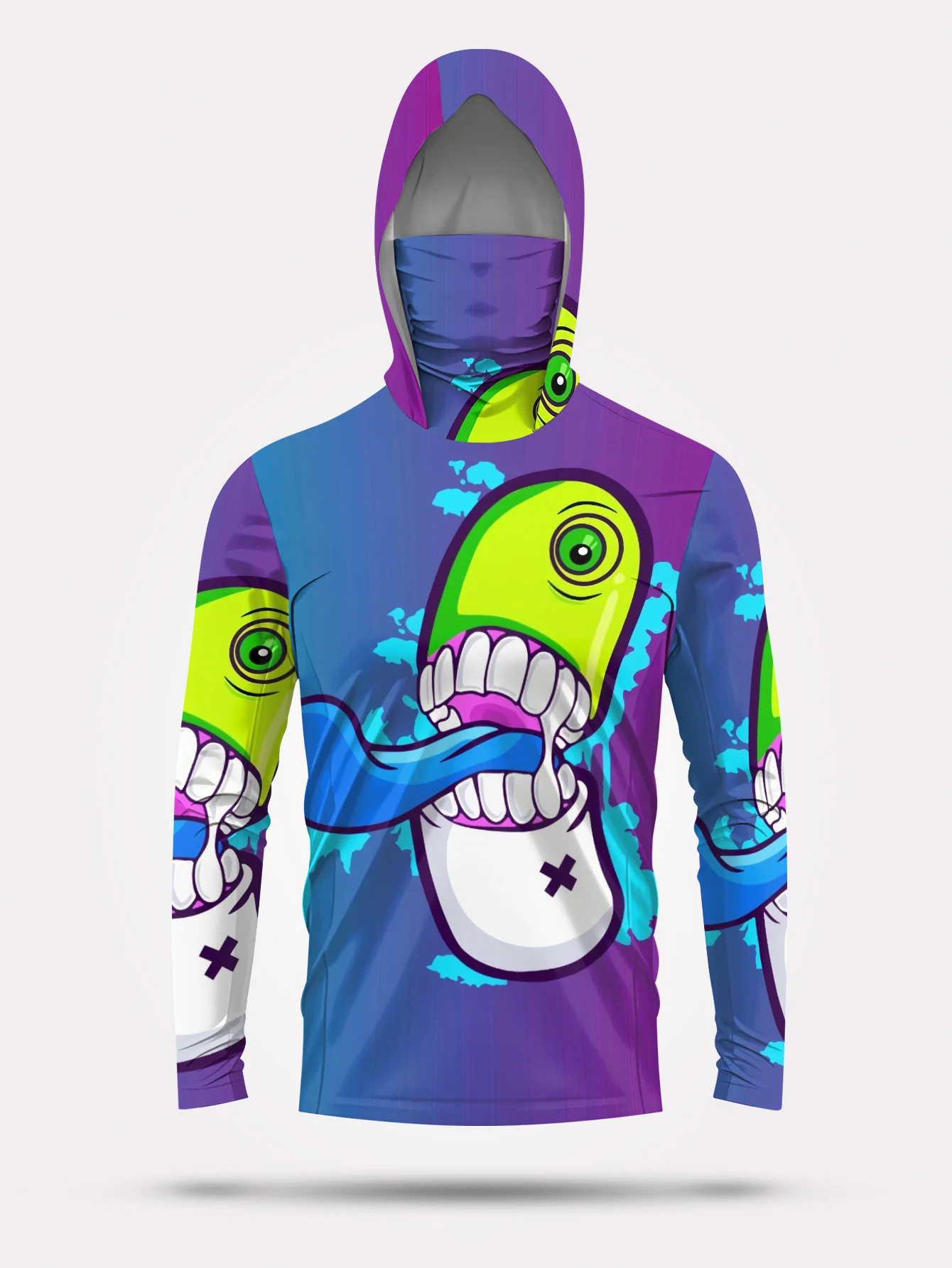 เสื้อฮู้ดตกปลาสำหรับผู้ชาย ลาย - Fishing Mask Sun Protection บทวิจารณ์และราคา