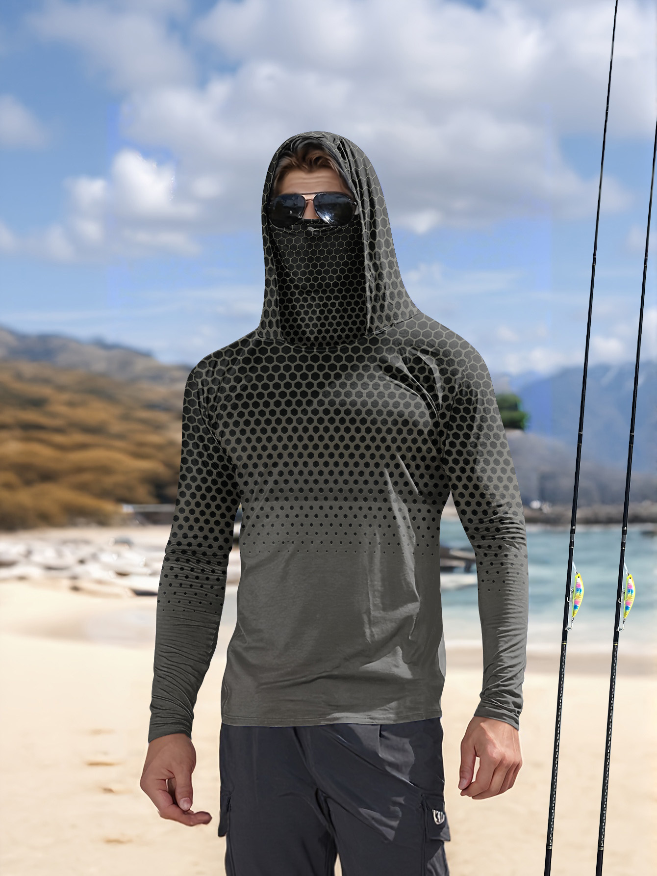 เสื้อฮู้ดตกปลาสำหรับผู้ชายฤดูร - Fishing Mask Sun Protection บทวิจารณ์และราคา