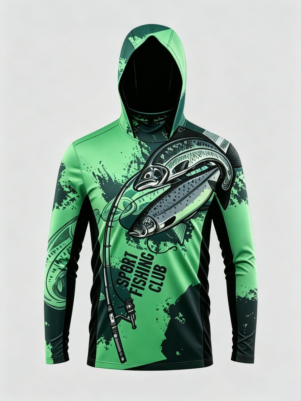 เสื้อฮู้ดตกปลาแขนยาวลายพรางสำห - Fishing Mask Sun Protection บทวิจารณ์และราคา
