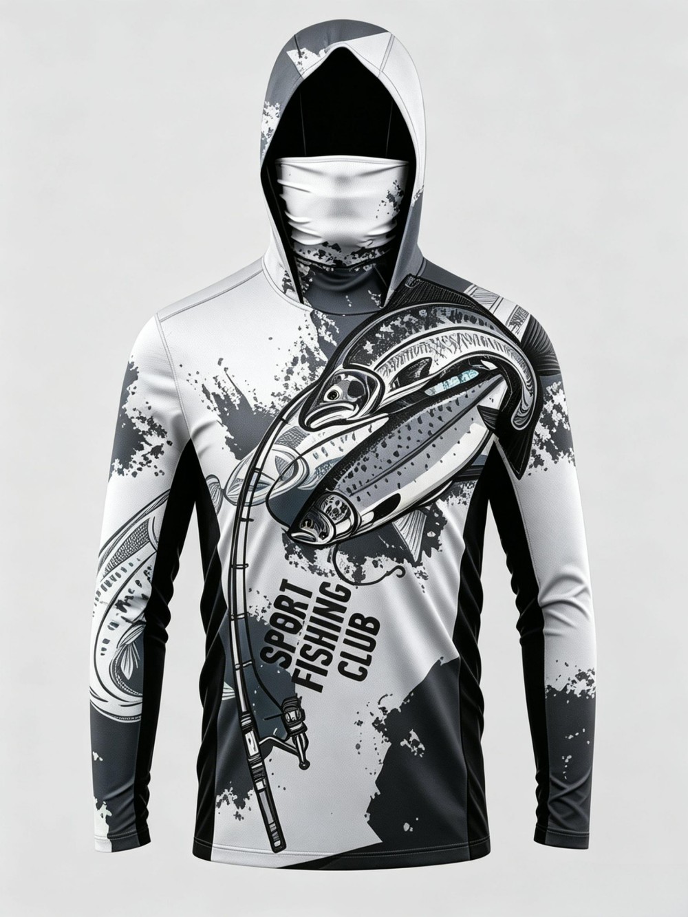 เสื้อฮู้ดตกปลาแขนยาวลายพรางสำห - Fishing Mask Sun Protection บทวิจารณ์และราคา